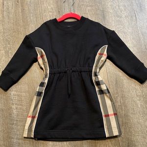 Long-sleeve Check Panel Cotton Dress